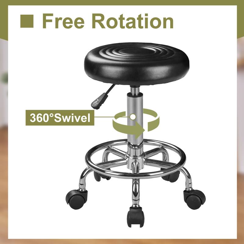 Javlergo PU Leather Salon Stool with Footrest 360° Swivel Adjustable Height Rolling Stool for Salon Medical & Home Use