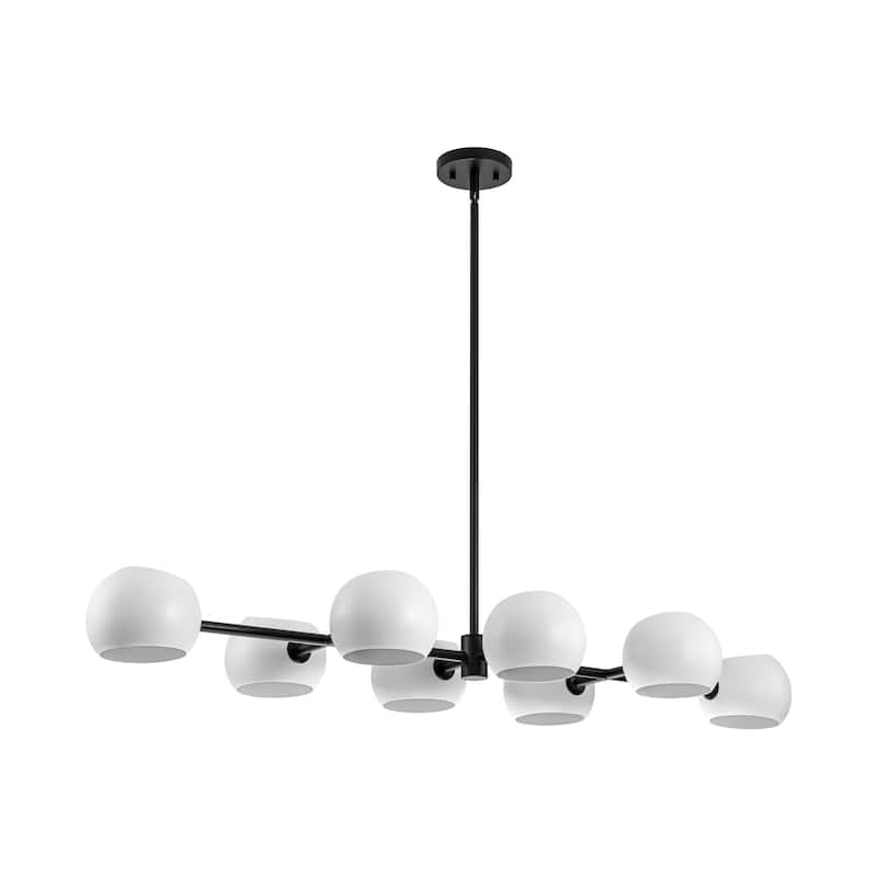 8-Light Modern Linear Clear Glass Globe Bubble Chandelier for Dining Room