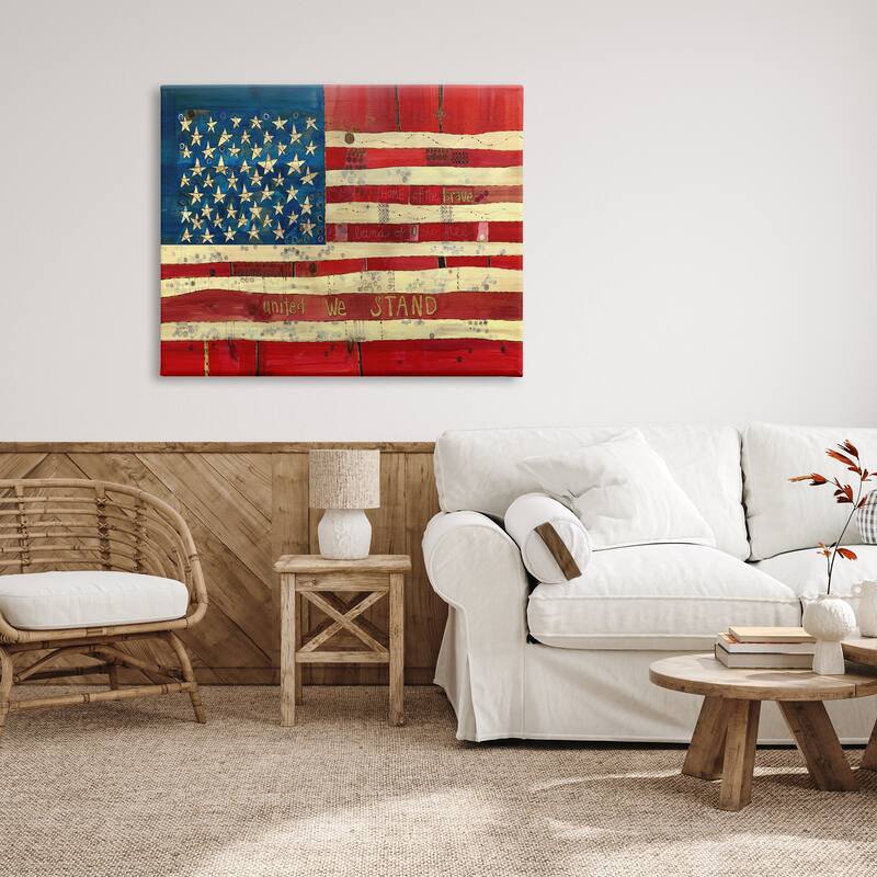 Stupell United We Stand Independence Day Festive American Flag Canvas Wall Art, Design by Stephanie Burgess