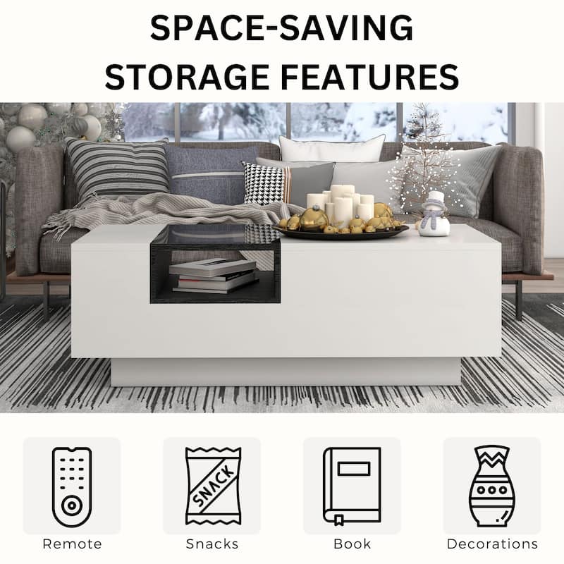 Zace Contemporary White 47-inch 3-Shelf Coffee Table by Furniture of America