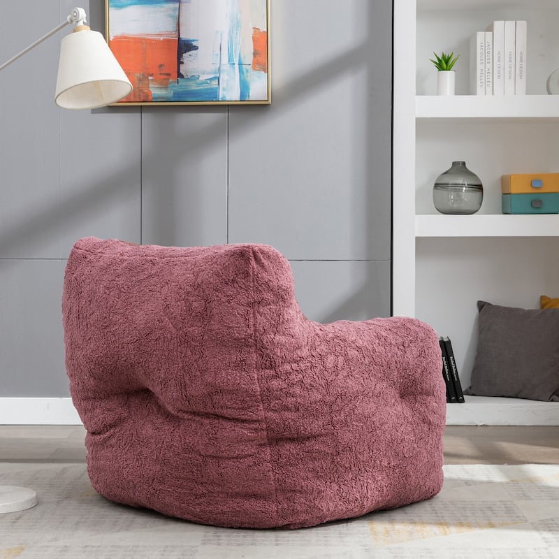 Mieres Faux Fur Fabric Bean Bag Chair, Floor Sofa For Living Room, Bedroom Lazy Sofa