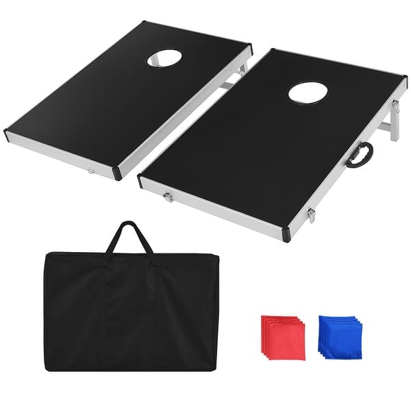 slide 2 of 12, Costway Foldable Bean Bag Toss Cornhole Game Set Tailgate Regulation Black - 12-15 Years