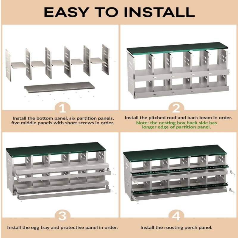 Metal Chicken Nest Egg-laying Box, Wall-mounted Hen Egg-laying Box, 2 Layers, 10 Compartments, Green