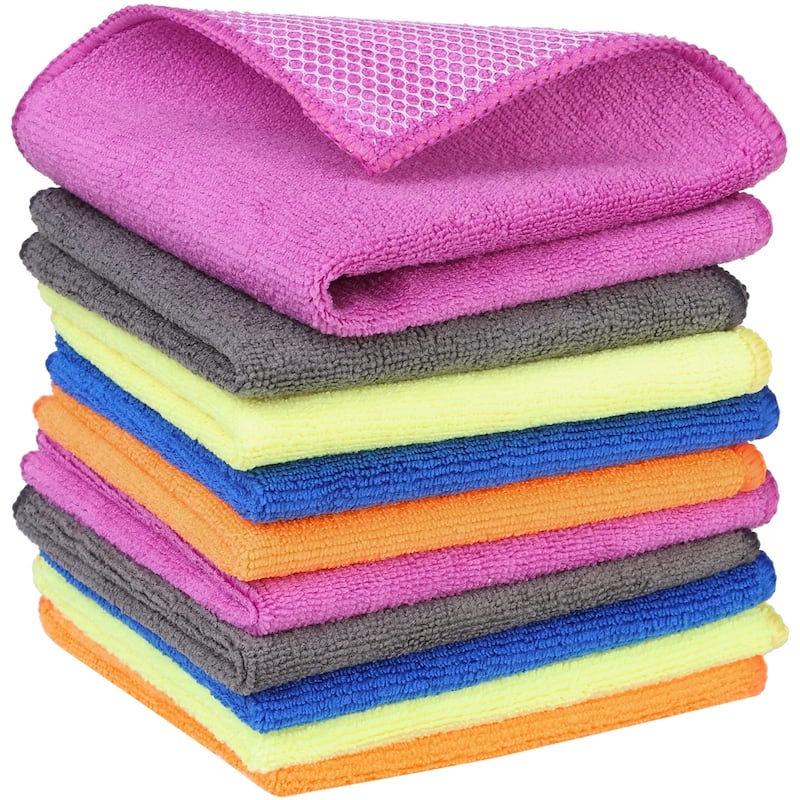 10 Pack Kitchen Washcloths Set for Dishes Absorbent Microfiber Dish Cloths Quick Dry Dish Rags - 12" x 12"