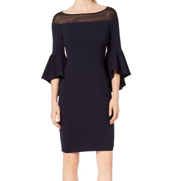 calvin klein illusion sleeve sheath dress