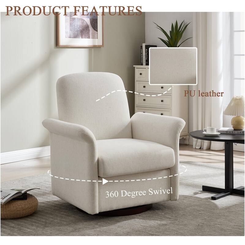 Modern Barrel Armchair with Wood Base for Bedroom