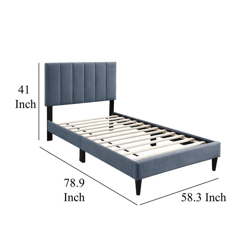 Lilian Full Bed, Soft Channel Tufted Charcoal Gray Linen Upholstery