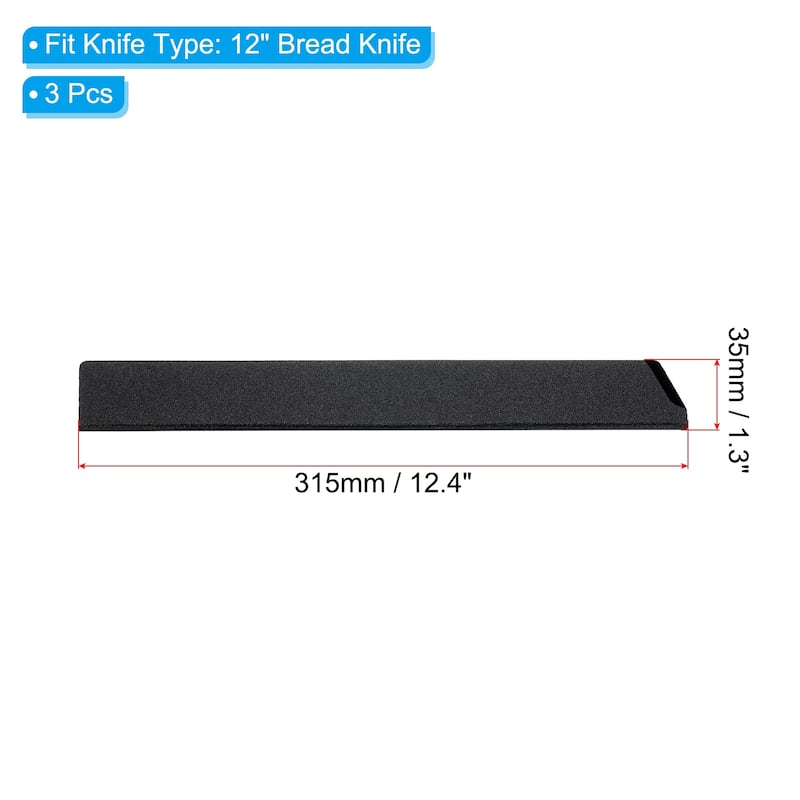 ABS Knife Cover Sleeves Edge Guard Blade Protector - Black 3 Pcs - 12" Bread Knife