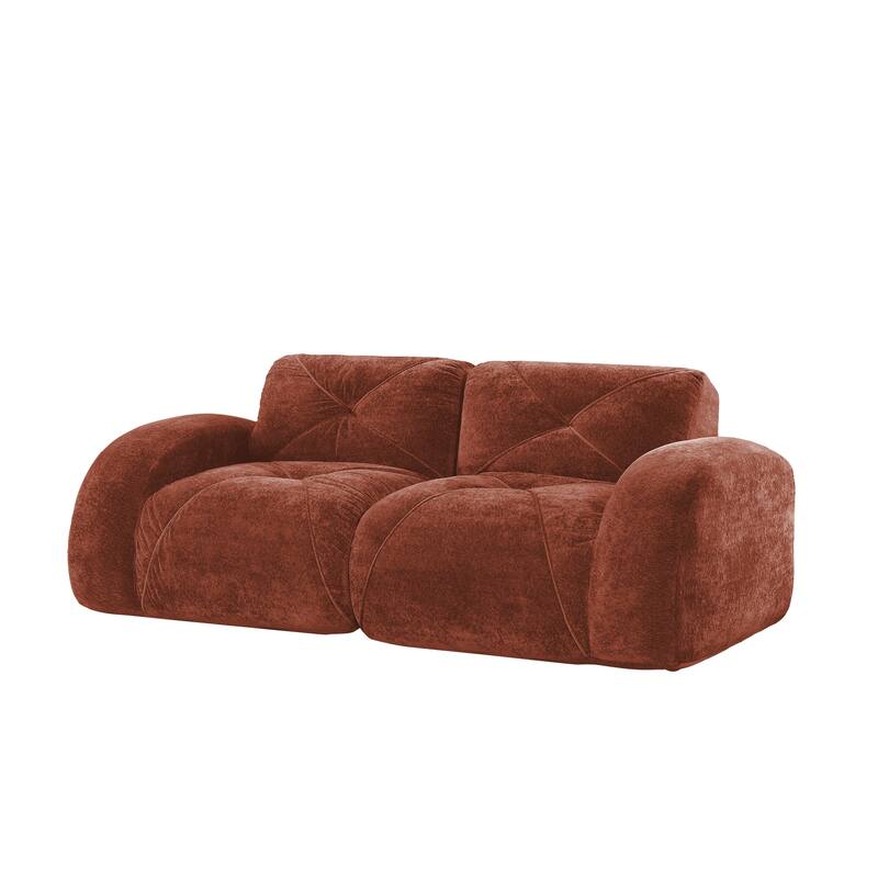 Roomfitters 2-Seater Tufted Velvet Sofa, No Assembly Boneless Cloud Couch with 32D High-Density Sponge