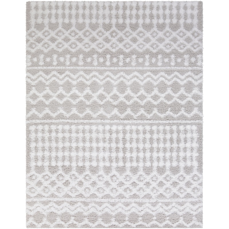Livabliss Newton Geometric Moroccan Trellis Shag Area Rug