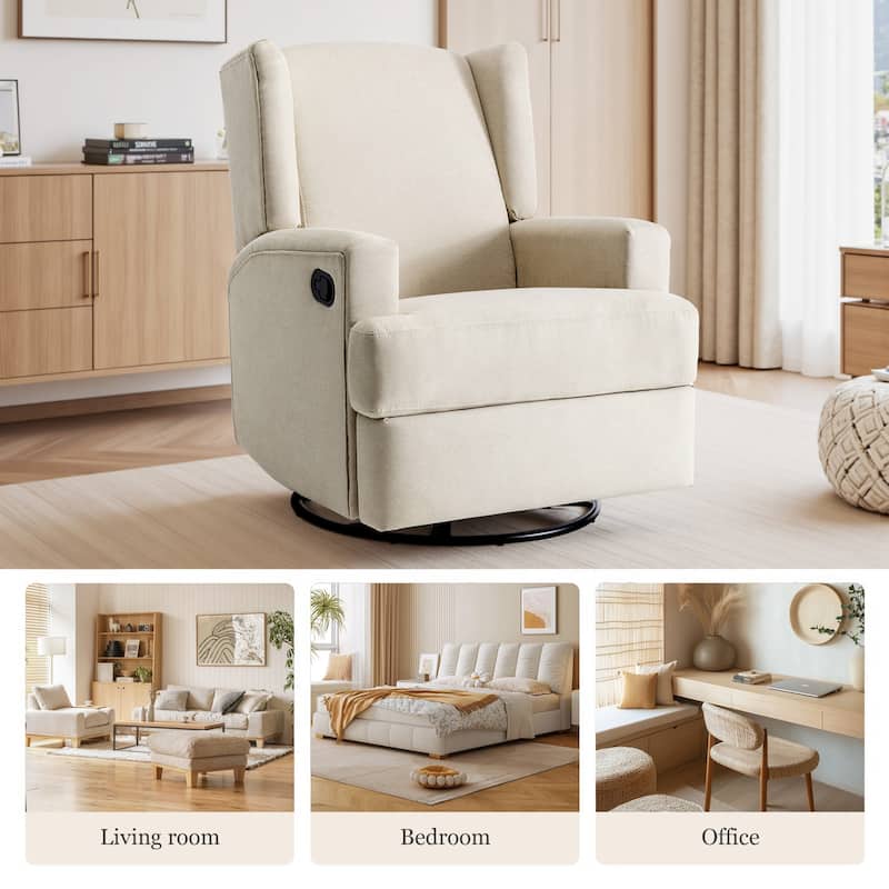 UIXE Upholstered Chenille/Boucle Swivel Glider Rocker Recliner