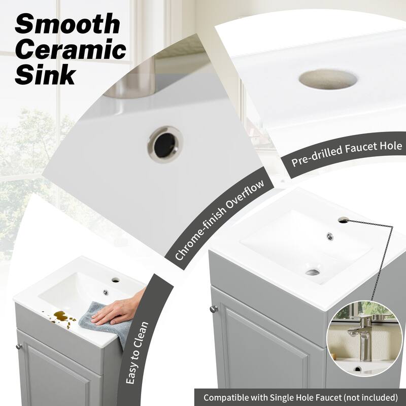 20" Bathroom Vanity with Sink, Vanity Cabinet with Door Shelf and Adjustable Shelf, Bathroom Storage Cabine