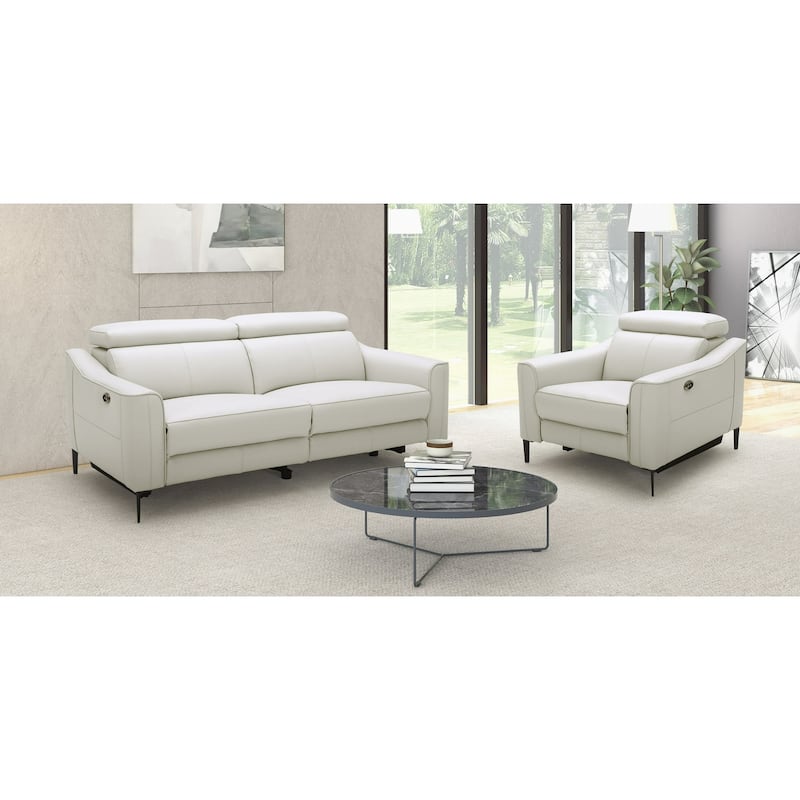 Divani Casa Eden Modern White Leather Sofa With 2 Recliners