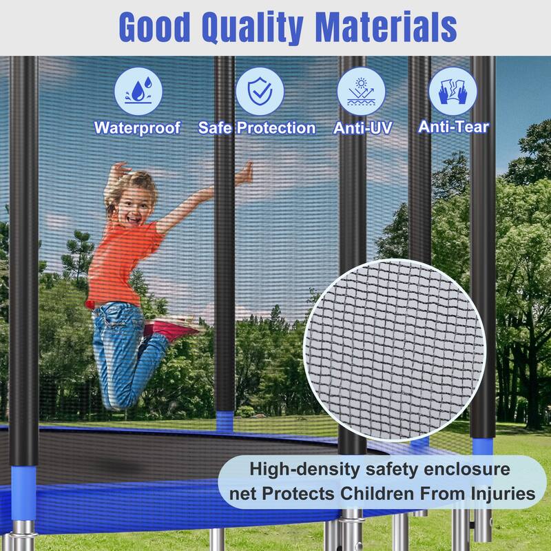 16FT Trampoline for Kids with Safety Enclosure Net, Basketball Hoop and Ladder, Easy Assembly Round Outdoor Recreational