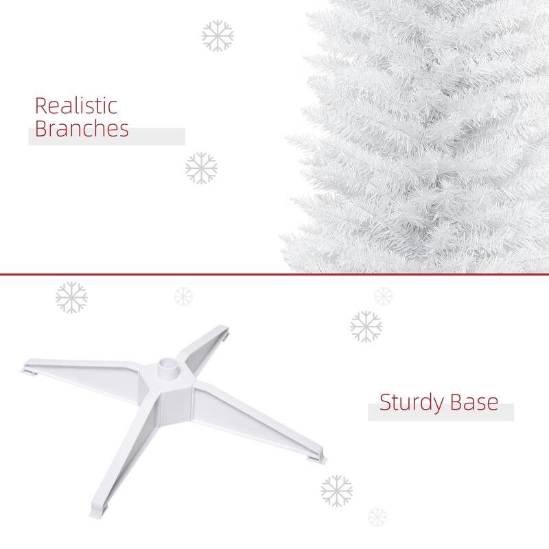 7FT Artificial Slim Pencil Christmas Tree with 499 Realistic Branch Tips & Plastic Stand