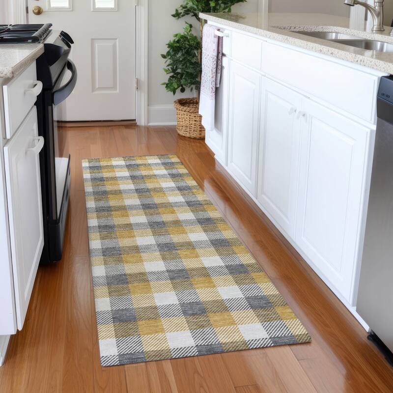 Premium Washable Super Soft Plaid Mayfield Rug - Gray - 2'3" x 7'6"