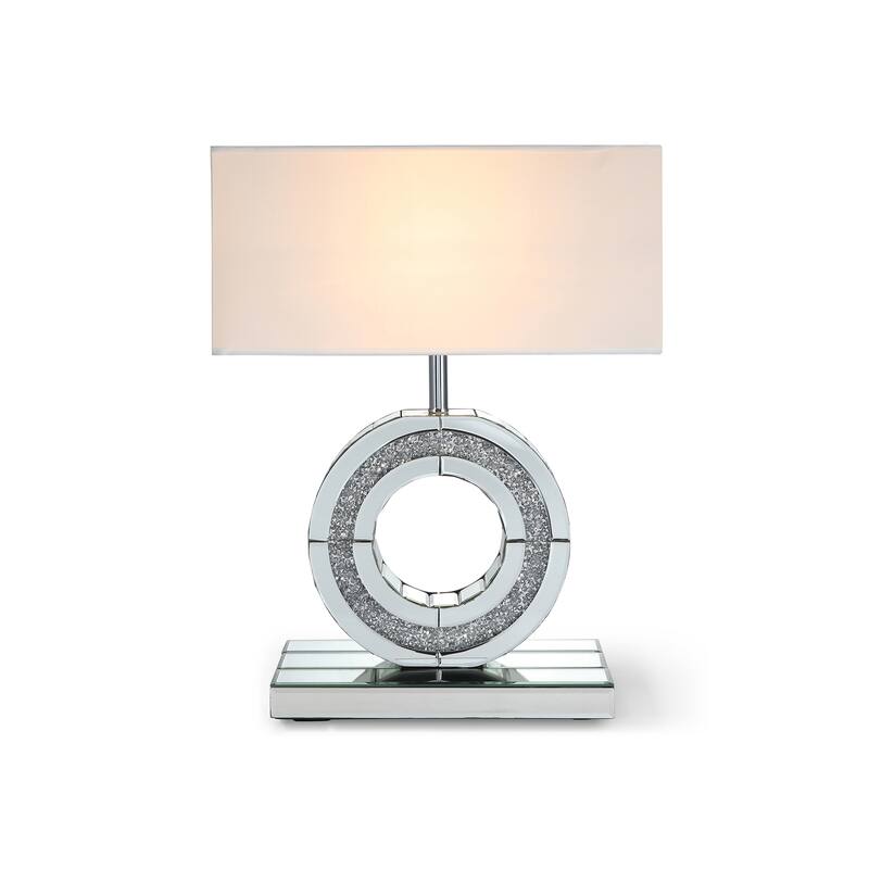 Decor 20.9 in. Silver Table Lamp with White Lampshade