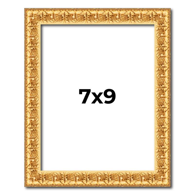 7x9 Frame Gold Real Wood Picture Frame Width 1 inches | Interior Frame