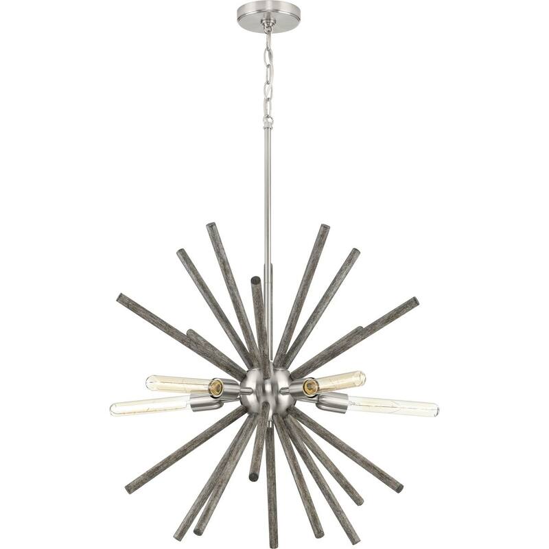 Thorpe Collection 5-Light Brushed Nickel Mid-Century Modern Chandelier Light - 27.62 in x 27.62 in x 23.875 in