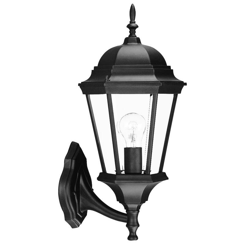 Aluminum Swing Arm Lantern Wall Light with Beveled Glass - 10” x 9” x 21.5” (D x W x H) - Matte Black