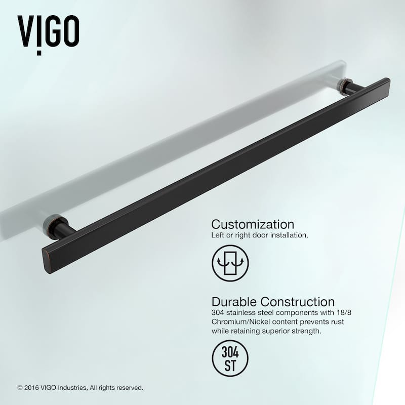 VIGO Orion 34" W x 58" H Frameless Hinged Tub Door in Antique Rubbed Bronze
