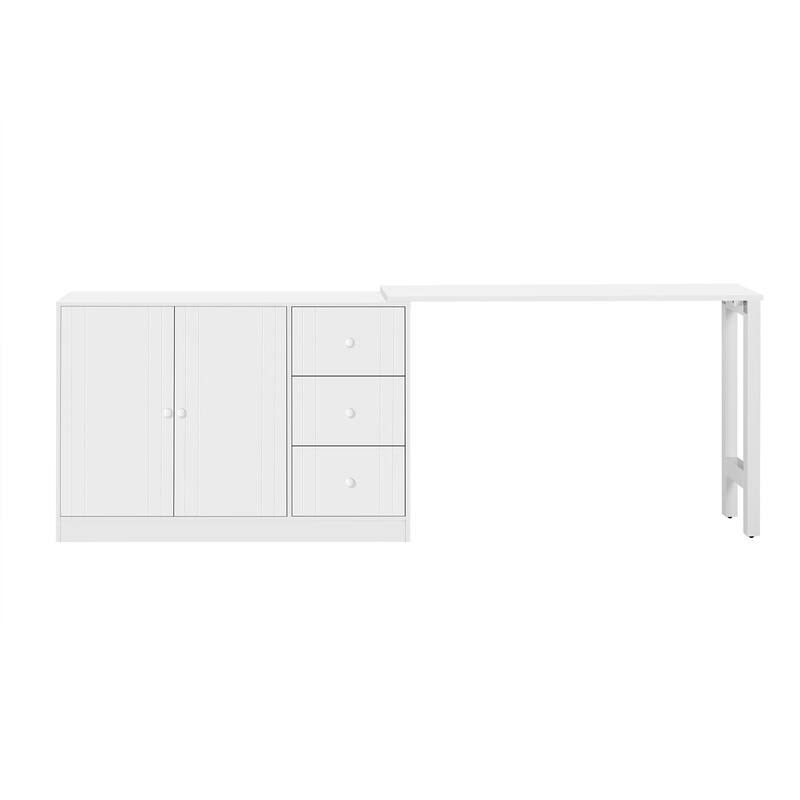 89.7'' Wooden Sideboard with Extendable Table - Multifunctional Storage Cabinet with 2 Doors and 3 Drawers