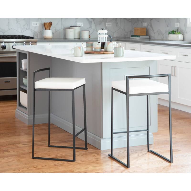 Porch & Den Forrest Black Stackable Fully Welded Counter Stool (Set of 3)