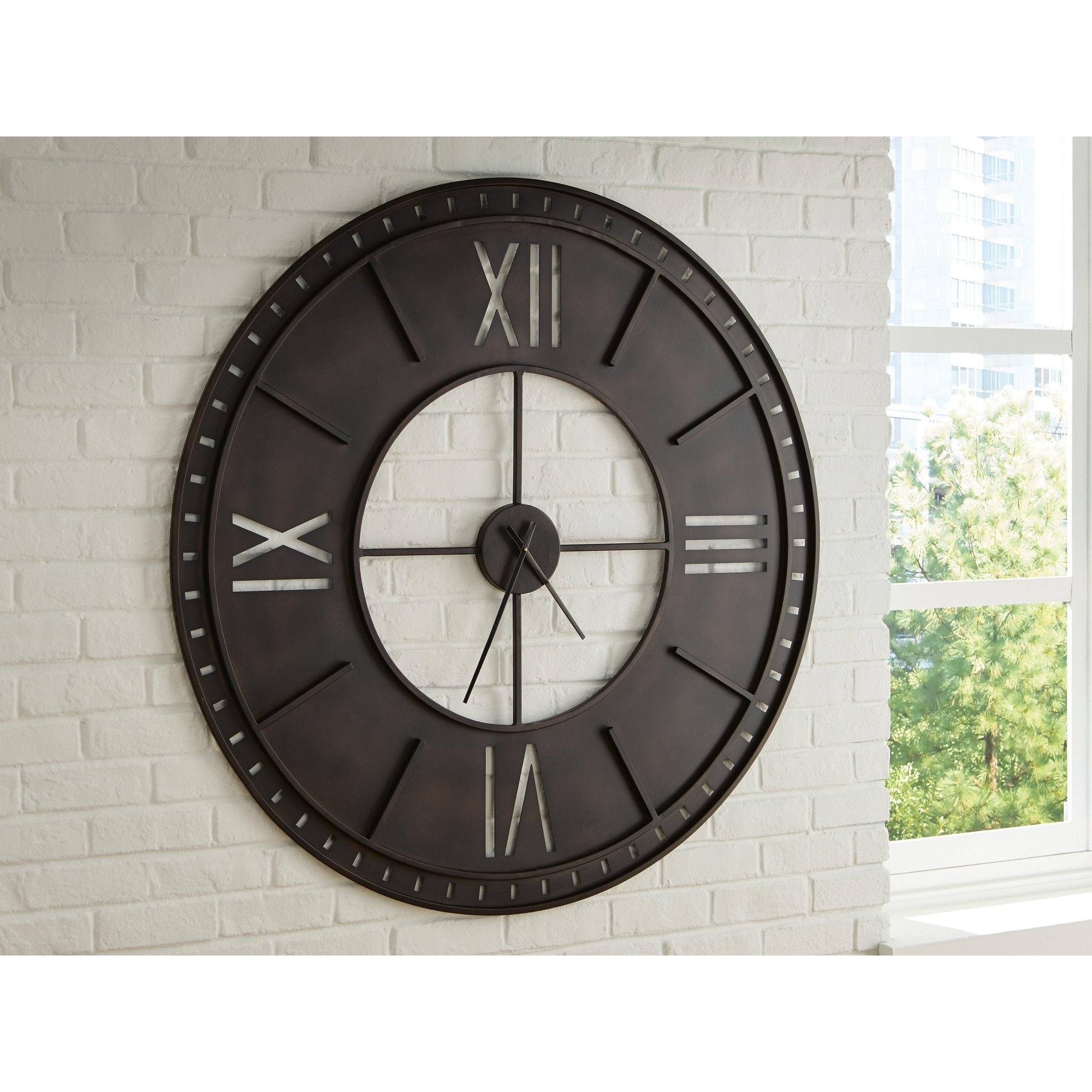 Signature Design by Ashley Lytle Antique Brown Wall Clock - 50"W x 1"D x 50"H