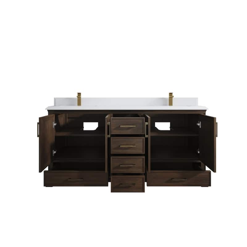 Willow Collections 72 in. W x 22 in. D Charlotte Teak Double Sink Bathroom Solid Teak Vanity with Countertop