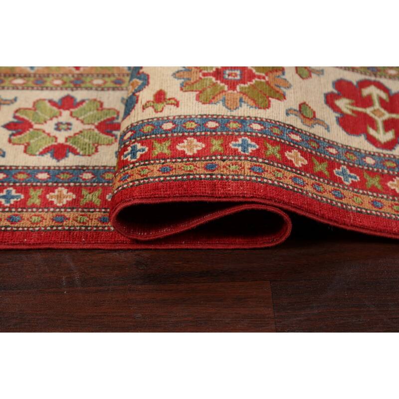 Vegetable Dye Kazak Oriental Geometric Area Rug Wool Handmade Carpet - 8'0" x 9'8"