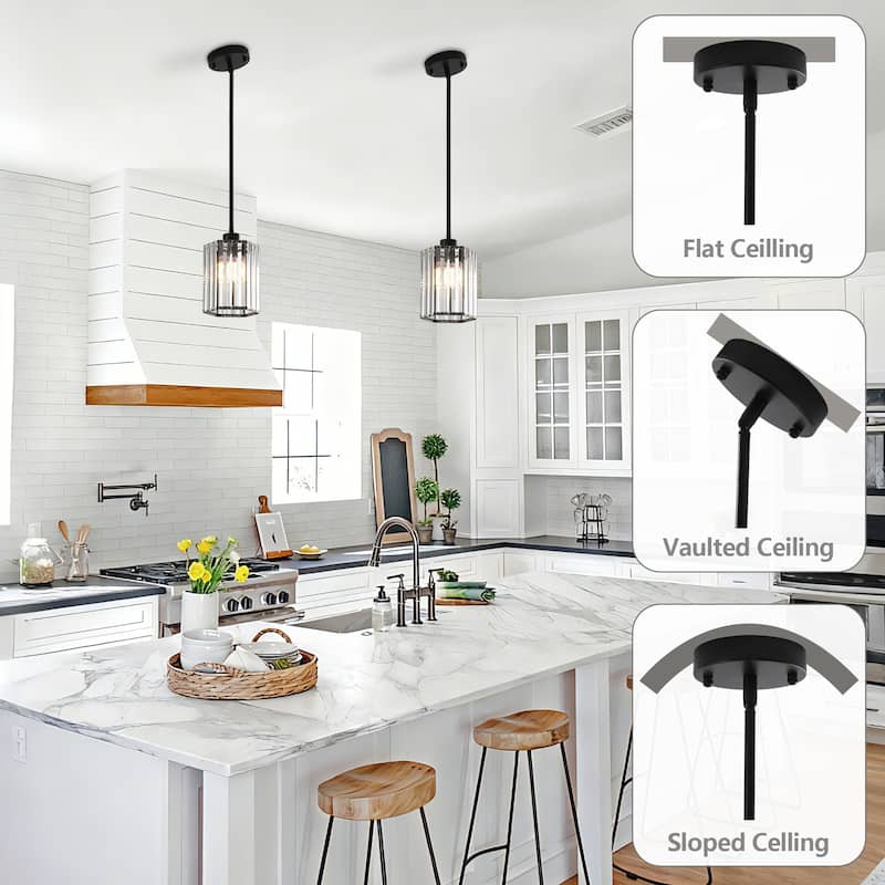 1-Light Crystal Pendant Lighting Fixtures for Sloped Ceiling