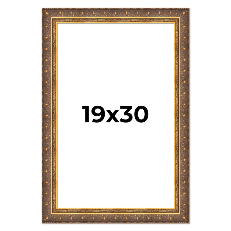 19x30 Frame Vintage Gold Solid Wood Picture Frame | 2.5 Inch Moulding