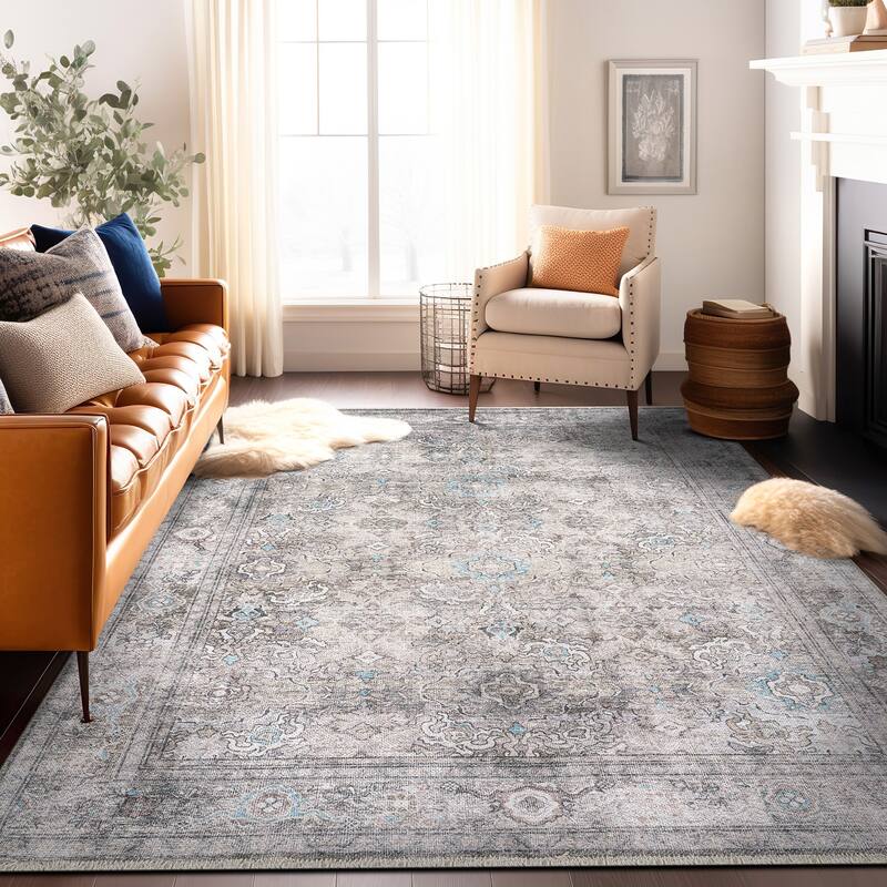 World Rug Gallery Transitional Distressed Vintage Machine Washable Area Rug