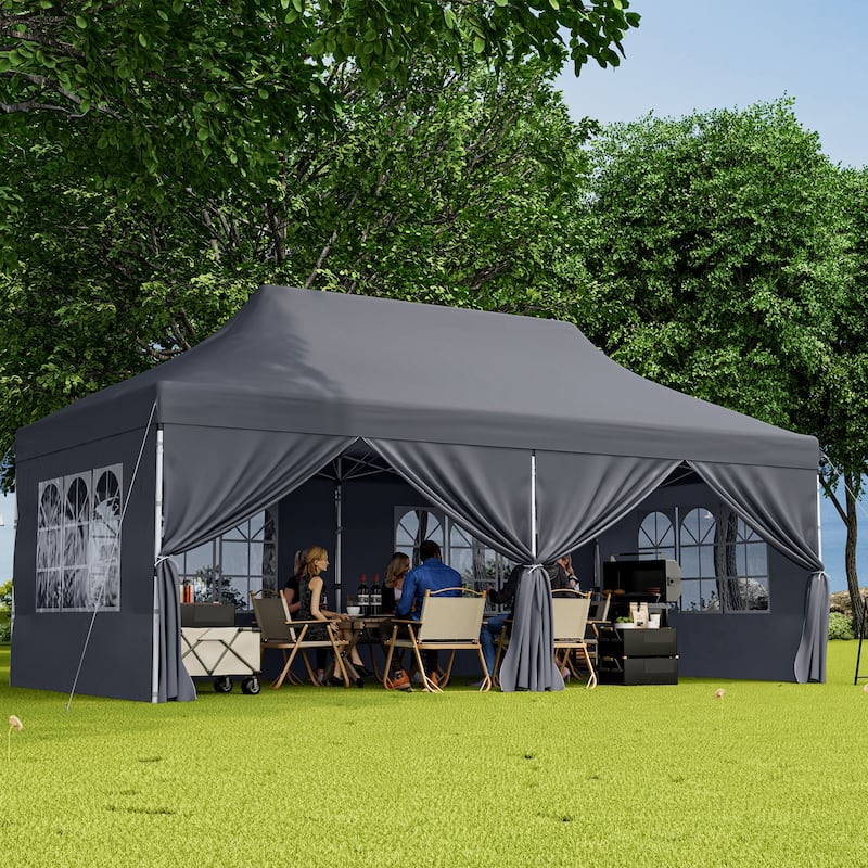10x20 Pop Up Canopy Tent with 6 Sidewalls and Carry Bag Outdoor Use
