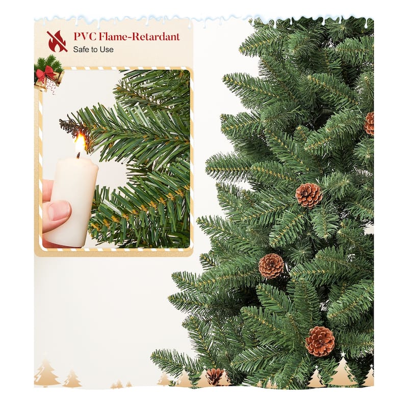 5ft/6ft/7ft Artificial Christmas Tree with Flame-retardant PVC and Metal Base