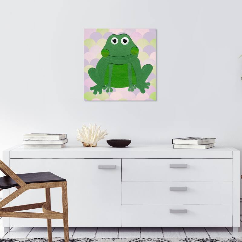 Wynwood Studio Canvas Animals F for Frog Green and Dark Green Modern & Contemporary Wall Art Canvas Print - 20 x 20