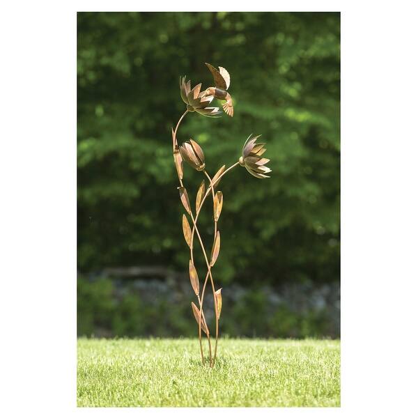 Shop Ancient Graffiti Hummingbird And Flowers Garden Stake Outdoor Steel Lawn Ornament Yard Decoration 42 High 42 In X 13 In Overstock 29560727