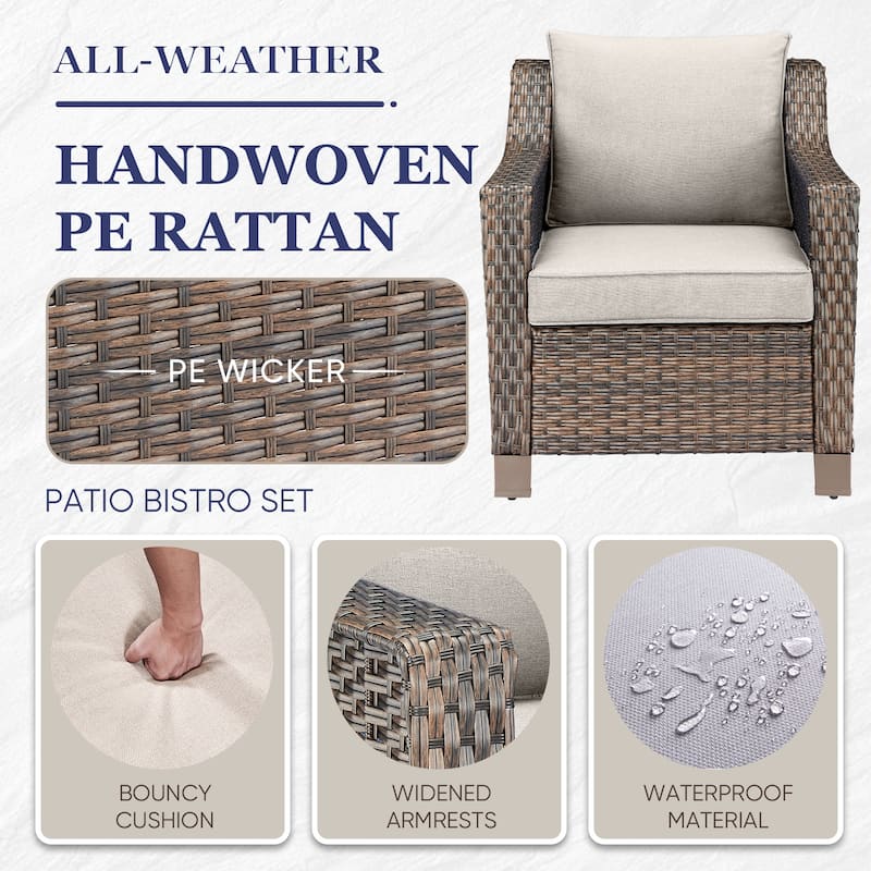 Gymojoy Outdoor Wicker Patio Chairs Set of 2 with Cushions