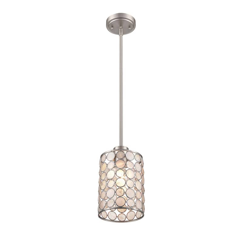 Elk Home Sagamore Brushed Nickel Finish With White capiz shade Pendant