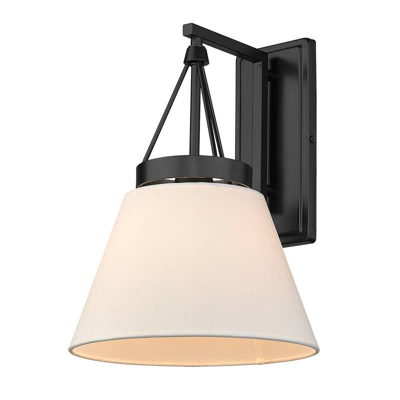 Penn 1 Light Wall Sconce - Matte Black with Modern White Shade - Matte Black with Modern White Shade