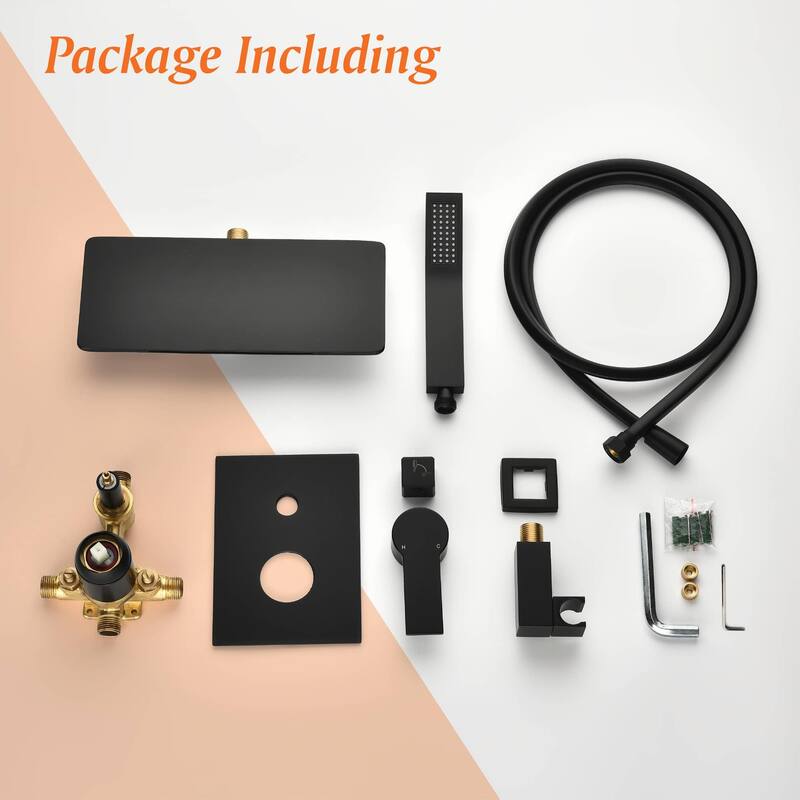 Wall Mount Tub Faucet With Handheld Shower, Waterfall Bathtub Faucet Modern Tub Filler Faucet With Pressure Balance Valve