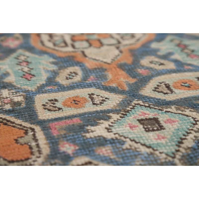Orange Geometric Tabriz Persian Area Rug Hand-Knotted Wool Carpet - 6'3"x 9'6"