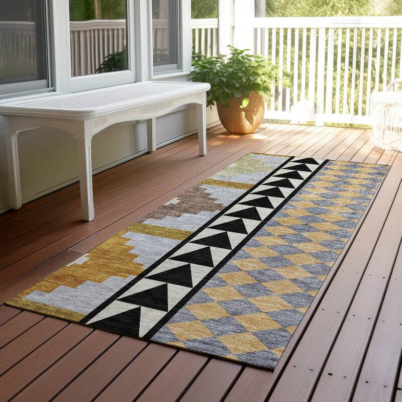 Machine Washable Indoor/ Outdoor Global Pima Chantille Rug - Black - 2'3" x 7'6"