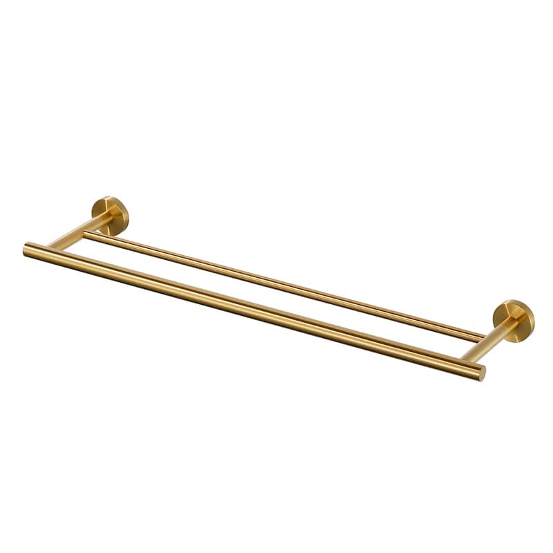 WOWOW Wall Mounted Stainless Steel Double Towel Bar - 24-inch - Brushed Gold
