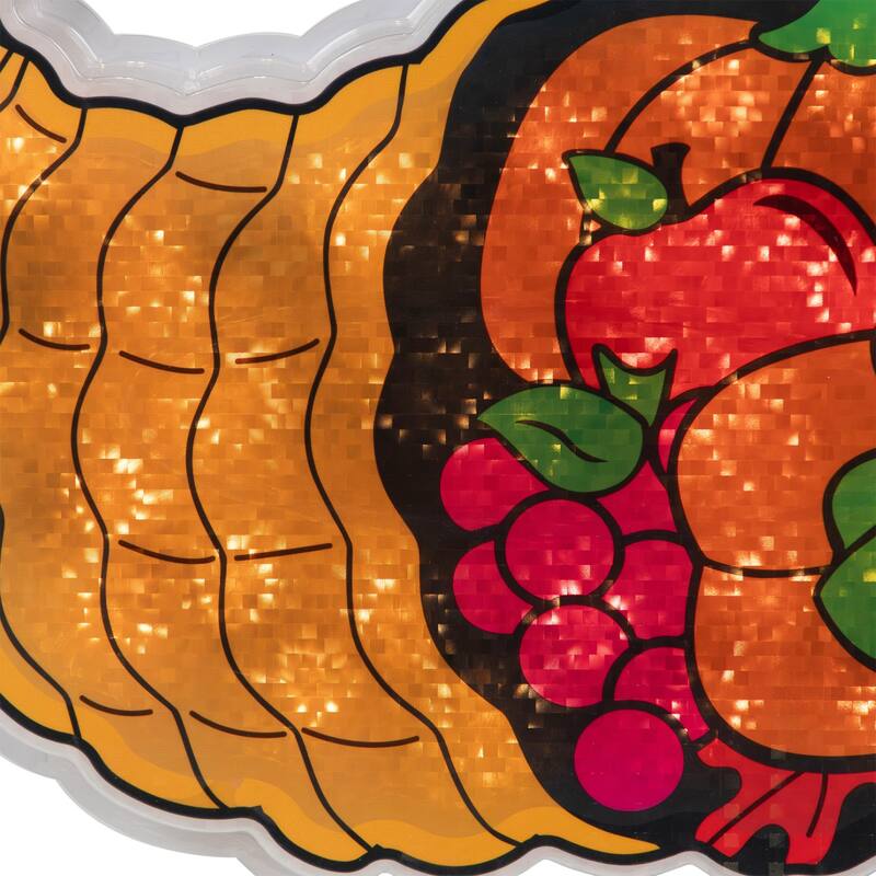 16" Gold Red Cornucopia Thanksgiving Window Silhouette Decoration
