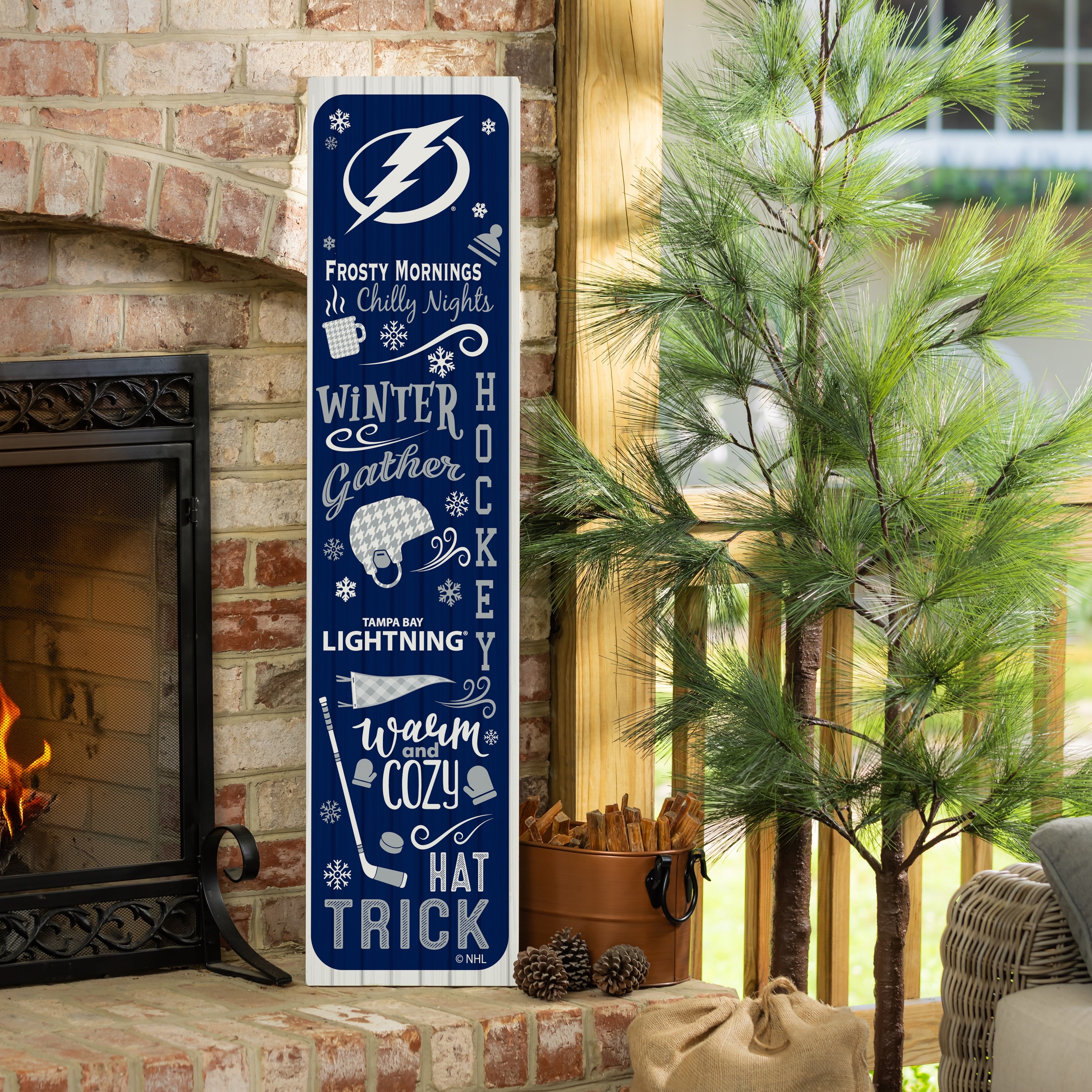 47" Double Sided Seasonal Porch Leaner, Tampa Bay Lightning - 47" x 11.25"