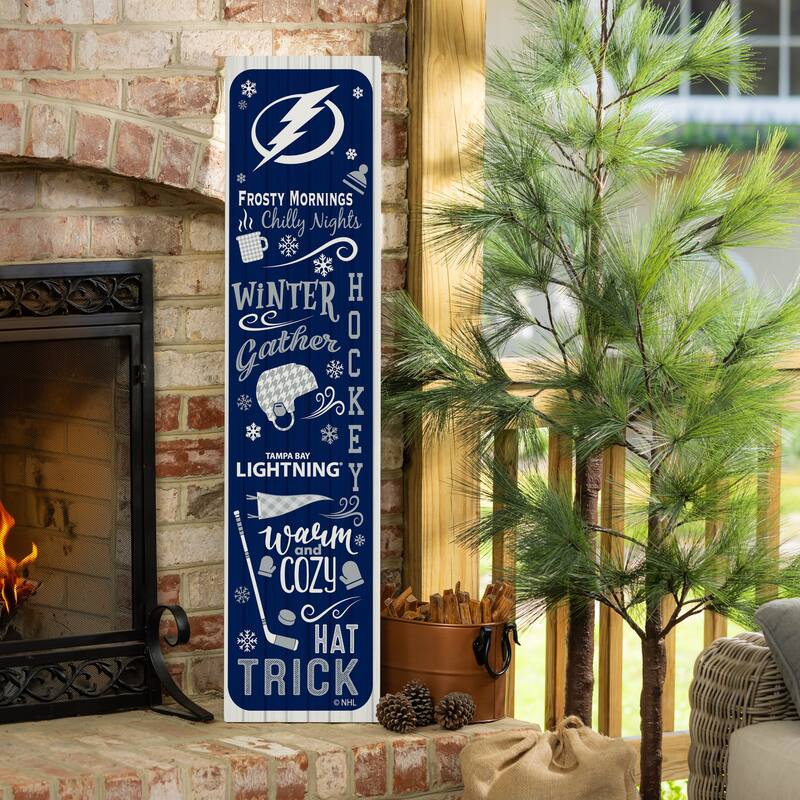 47" Double Sided Seasonal Porch Leaner, Tampa Bay Lightning - 47" x 11.25" - Winter