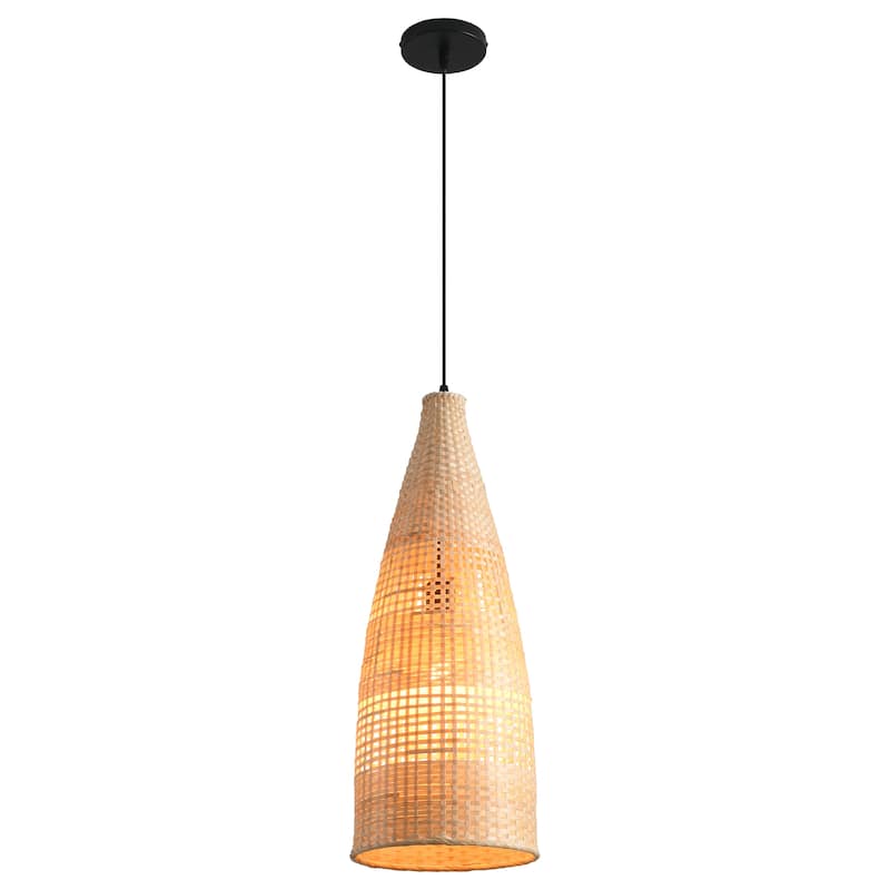 9" Bohemian Natural Bamboo Bottle-Shaped Handmade Adjustable Chandelier Pendant Light