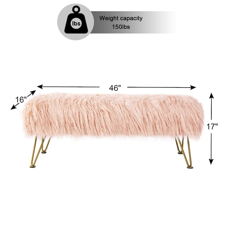 Home Soft Things Mongolian Ottoman Bench with Gold Metal Legs