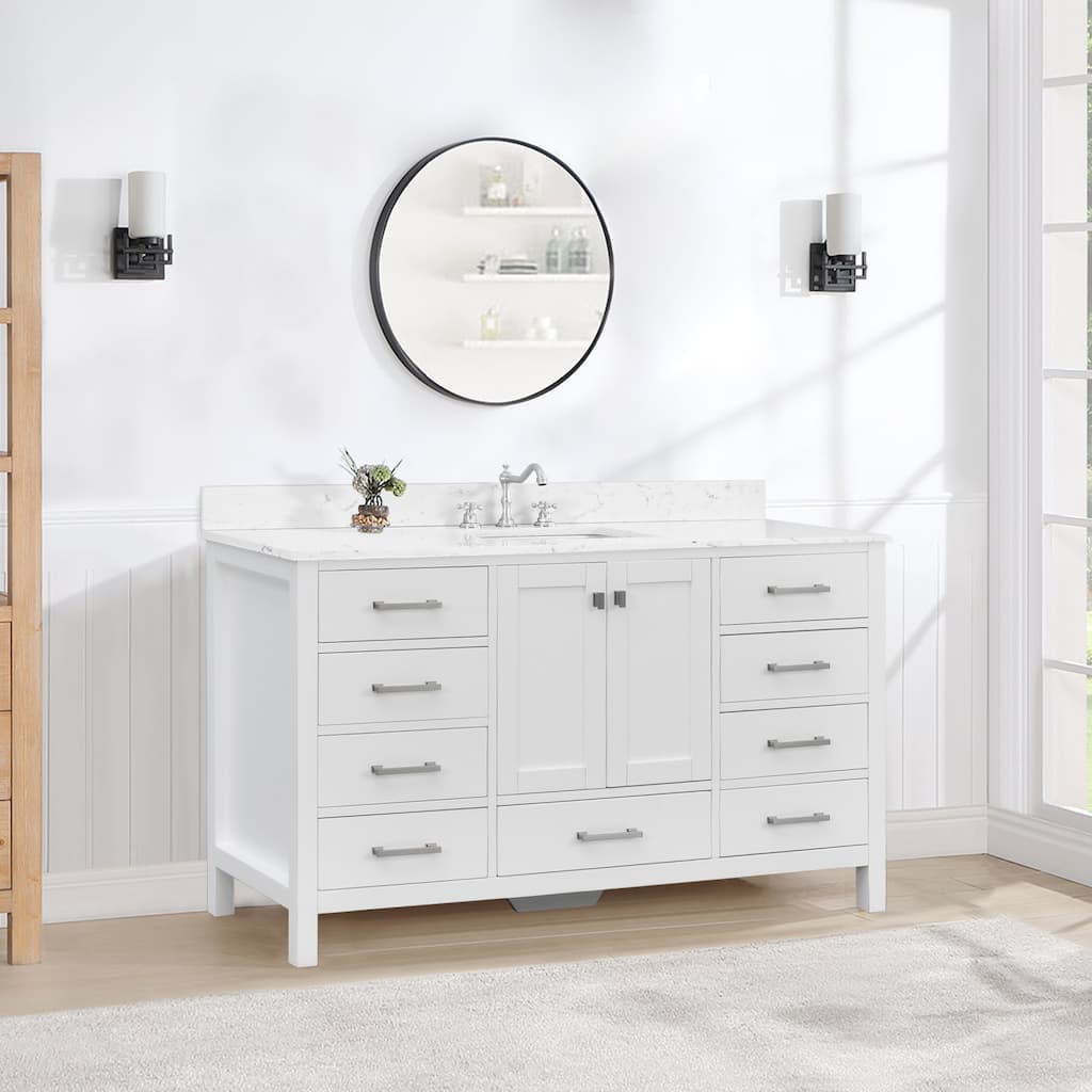PROOX 60 in. W x 22in.D Freestanding Bath Vanity Engineered Top Single Rectangular Sink